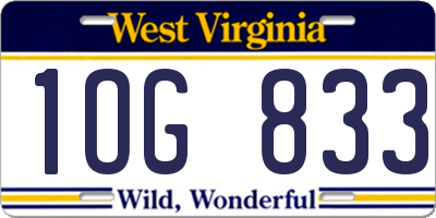 WV license plate 1OG833