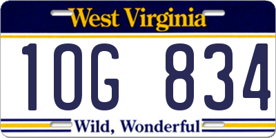 WV license plate 1OG834