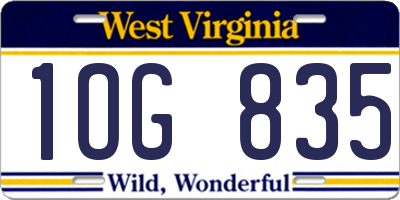 WV license plate 1OG835