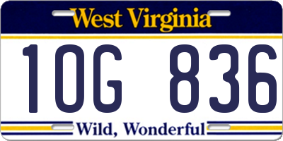 WV license plate 1OG836