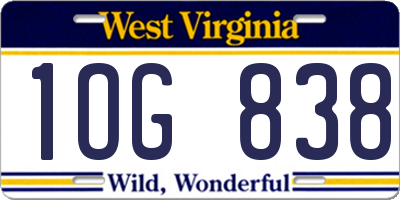 WV license plate 1OG838
