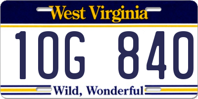 WV license plate 1OG840