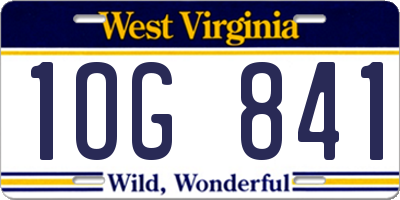 WV license plate 1OG841