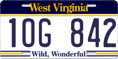 WV license plate 1OG842