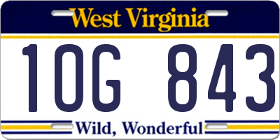WV license plate 1OG843