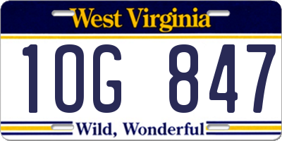 WV license plate 1OG847