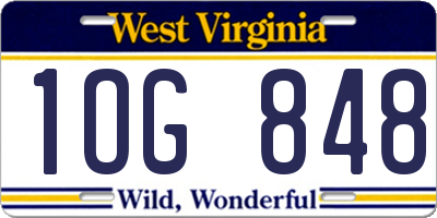 WV license plate 1OG848
