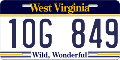 WV license plate 1OG849