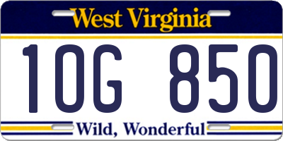 WV license plate 1OG850