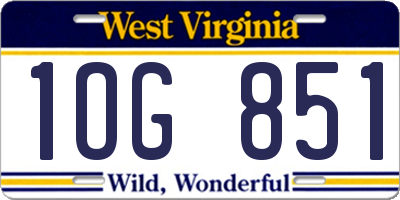 WV license plate 1OG851