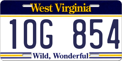 WV license plate 1OG854
