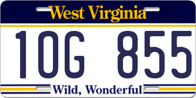 WV license plate 1OG855