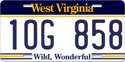 WV license plate 1OG858