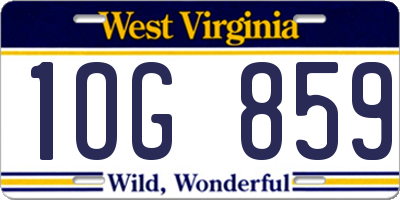 WV license plate 1OG859