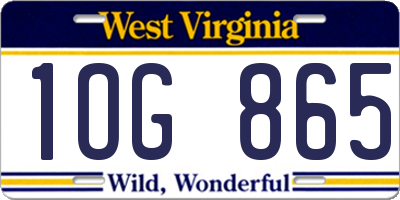 WV license plate 1OG865