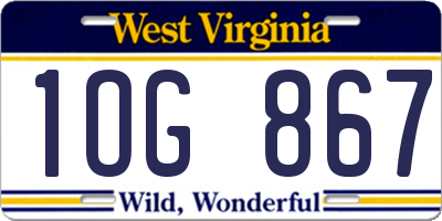 WV license plate 1OG867