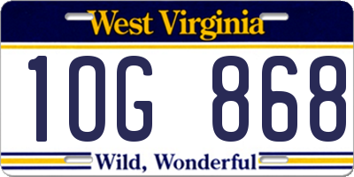 WV license plate 1OG868