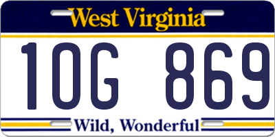 WV license plate 1OG869