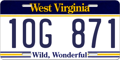 WV license plate 1OG871