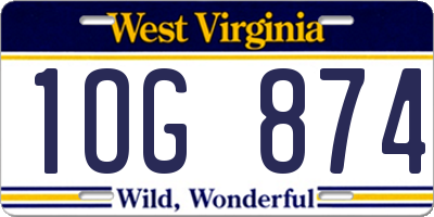 WV license plate 1OG874