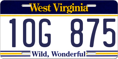 WV license plate 1OG875