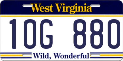 WV license plate 1OG880