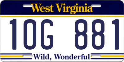 WV license plate 1OG881