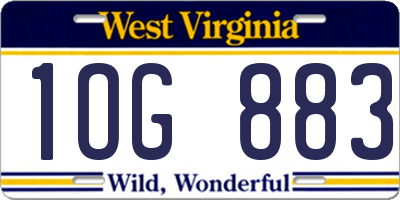 WV license plate 1OG883