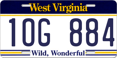 WV license plate 1OG884