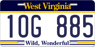 WV license plate 1OG885