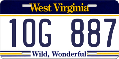 WV license plate 1OG887