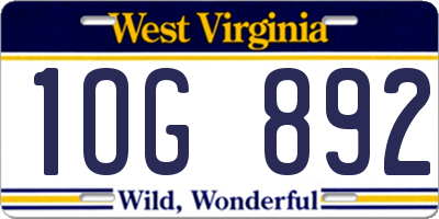 WV license plate 1OG892