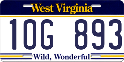 WV license plate 1OG893