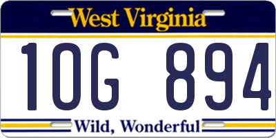 WV license plate 1OG894