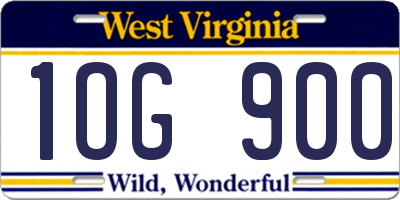 WV license plate 1OG900