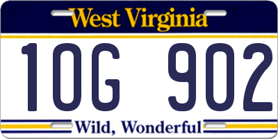 WV license plate 1OG902