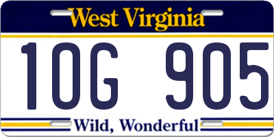 WV license plate 1OG905