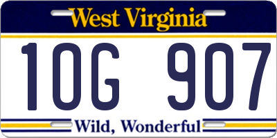 WV license plate 1OG907