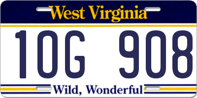 WV license plate 1OG908