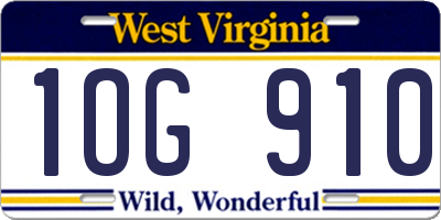 WV license plate 1OG910