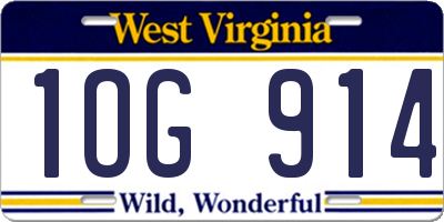 WV license plate 1OG914