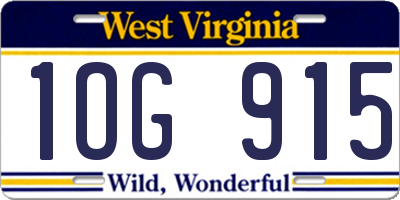 WV license plate 1OG915
