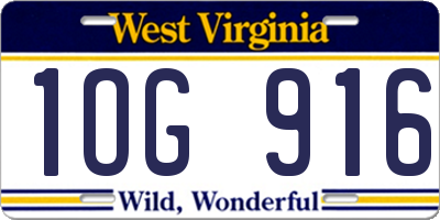 WV license plate 1OG916