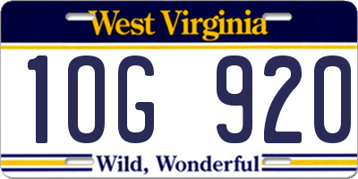 WV license plate 1OG920