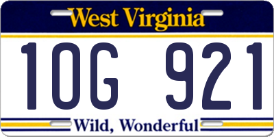 WV license plate 1OG921