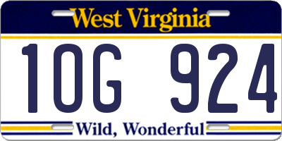WV license plate 1OG924