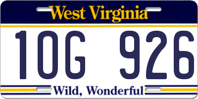 WV license plate 1OG926
