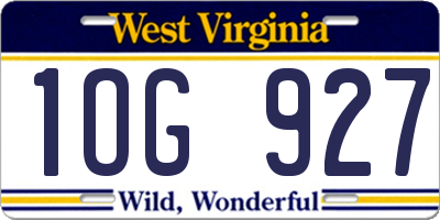 WV license plate 1OG927