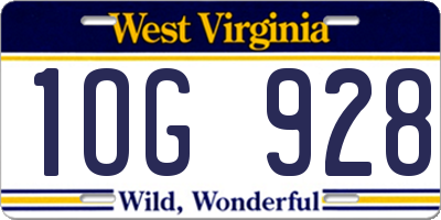 WV license plate 1OG928