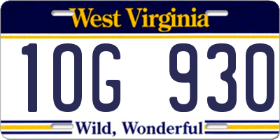 WV license plate 1OG930